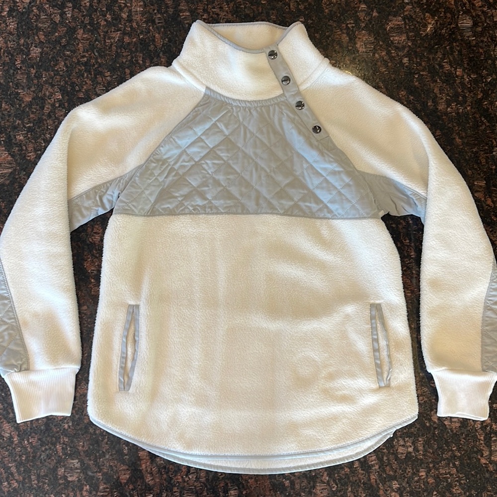 Abercrombie and Fitch asymmetrical snap fleece pullover.